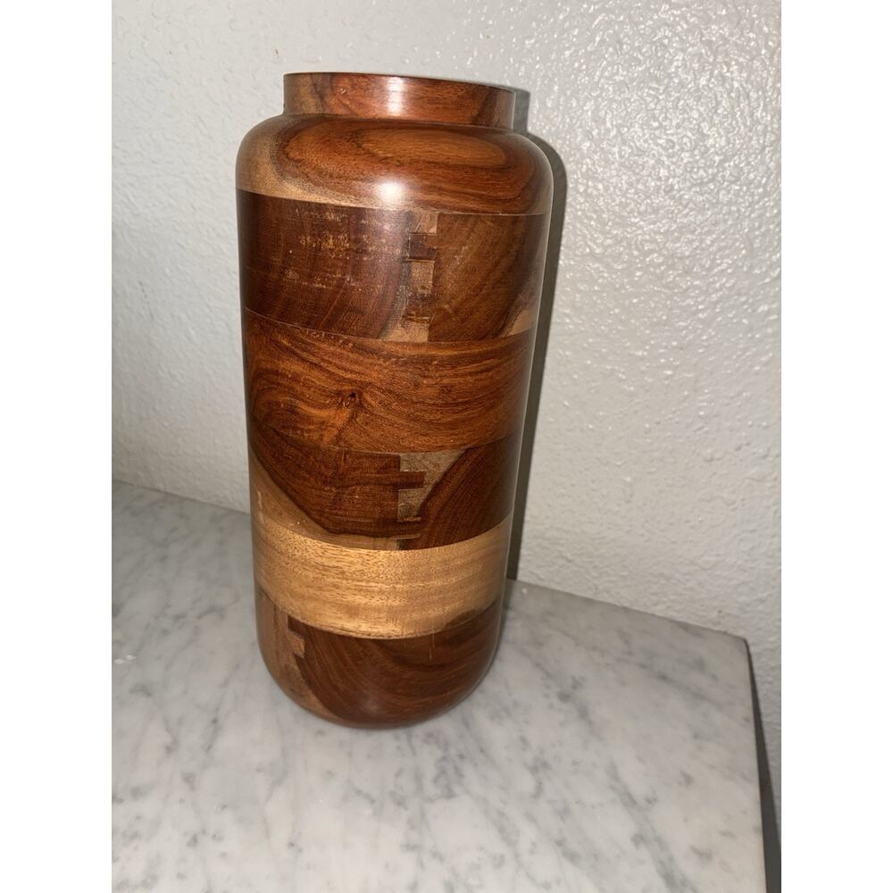 West Elm Segmented Acacia Wood Vase - Picture 2 of 9